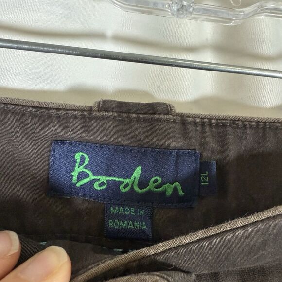 Boden Pants Women's 12L Solid Brown Flat Front Mid Rise Cotton Blend - Picture 5 of 9